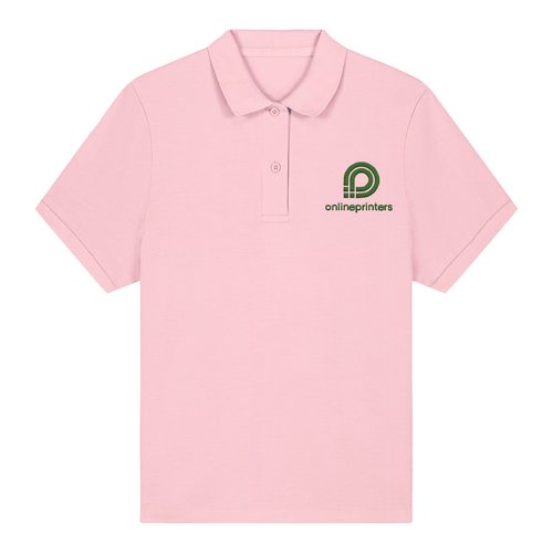 Polo rosa da donna in cotone biologico a maniche corte.