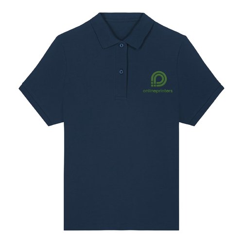 Polo da donna blu navy in cotone biologico a maniche corte.