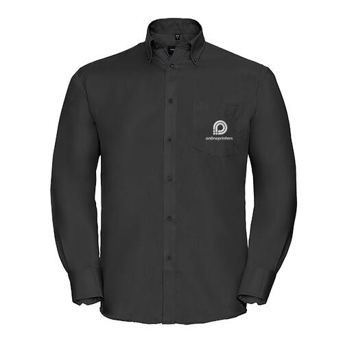 Camicia nera in cotone da uomo a maniche lunghe.