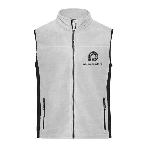 Gilet in pile di poliestere bianco/grigio con zip e tasche laterali per donna.