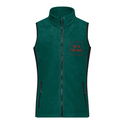 Gilet in pile verde con zip integrale e tasche.