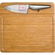 Tagliere in legno con coltello.