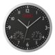 Orologio da parete nero con lancette per ore, minuti e secondi.