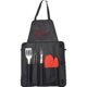 Grembiule da barbecue nero in tessuto con tasche.