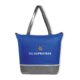 Borsa termica blu in tessuto non tessuto con manici.