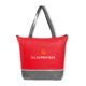 Borsa frigo rossa in tessuto non tessuto con zip e manici.