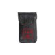 Borsa nera in tessuto con chiusura a velcro.