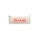 Astuccio beige in tessuto con cerniera.