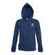 Giacca da allenamento da donna blu navy in misto cotone con cappuccio e zip integrale.