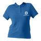 Polo da donna blu royal in cotone biologico con abbottonatura corta.