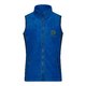 Gilet in pile di poliestere blu da donna con zip integrale e tasche.
