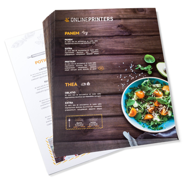 Promuovi la tua offerta con menu pieghevoli piegati nel formato A5
