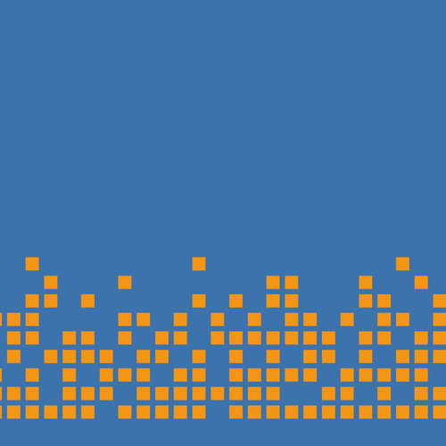 Pixel arancioni su sfondo blu