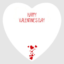 Un biglietto bianco a forma di cuore con la scritta "Happy Valentines Day" in rosso acceso in alto, che cattura perfettamente l'essenza di Valentinstag Vorlagen. Piccoli cuori rossi sono splendidamente raggruppati in basso, esaltandone l'affascinante fascino.