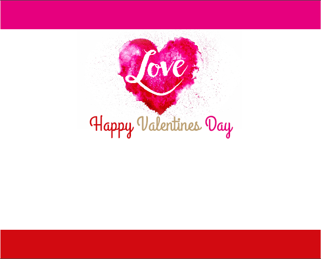 Un cuore rosa e rosso acquerellato con la parola "Love" impreziosisce la parte superiore, circondato dall'elegante scritta "Happy Valentinstag Vorlagen". Il disegno è posto su uno sfondo bianco incorniciato da bordi rosa e rossi.