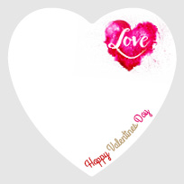 Questa carta a forma di cuore presenta un cuore rosso acquerellato nell'angolo in alto a destra con "Love" all'interno e "Happy Valentines Day" elegantemente scritto in basso a destra. Perfetta per chi cerca un affascinante Valentinstag Vorlagen, vanta uno sfondo bianco immacolato.