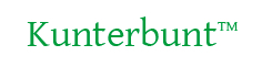 L'immagine mostra la parola Kunterbunt in testo verde, completa di simbolo di marchio registrato, su uno sfondo bianco immacolato, che ricorda sottilmente un segno di copyright.