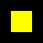 Un quadrato giallo brillante al centro di uno sfondo nero uniforme.