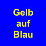 L'immagine presenta le parole Gelb auf Blau in testo giallo centrato su uno sfondo blu uniforme.