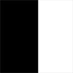 Un'immagine divisa verticalmente in bianco e nero, con la metà sinistra in nero pieno e la metà destra in bianco pieno.
