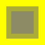 Un quadrato con un centro grigio scuro è circondato da un bordo verde oliva medio, su uno sfondo giallo brillante.