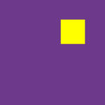 Un grande quadrato viola con un quadrato giallo più piccolo nell'angolo in alto a destra.